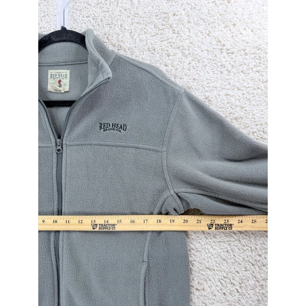 Red Head Fleece Jacket Men Small Gray Excellent Full Zip Outdoor Layering